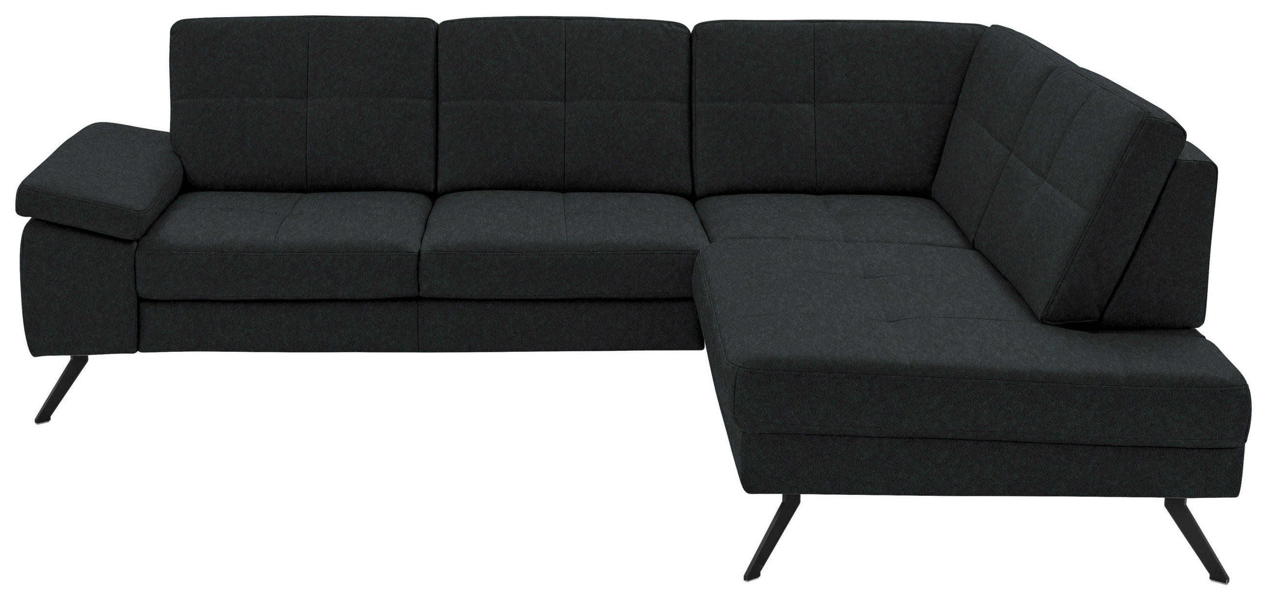 ECKSOFA in Lederlook, Mikrofaser Anthrazit  - Anthrazit/Schwarz, Design, Textil/Metall (261/220cm) - Beldomo System