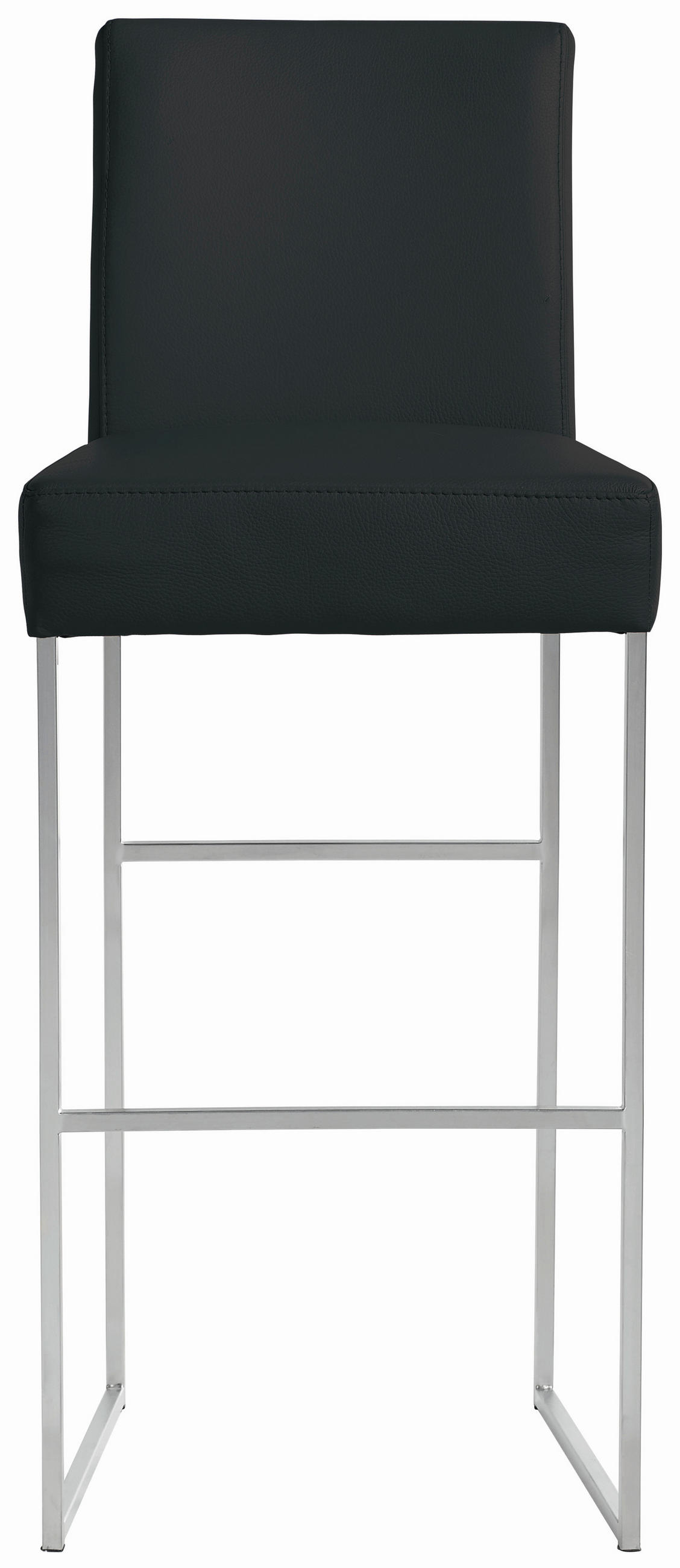 BARHOCKER Echtleder Schwarz Edelstahl Lederauswahl  - Schwarz, Design, Leder/Metall (47/112/60cm) - Musterring