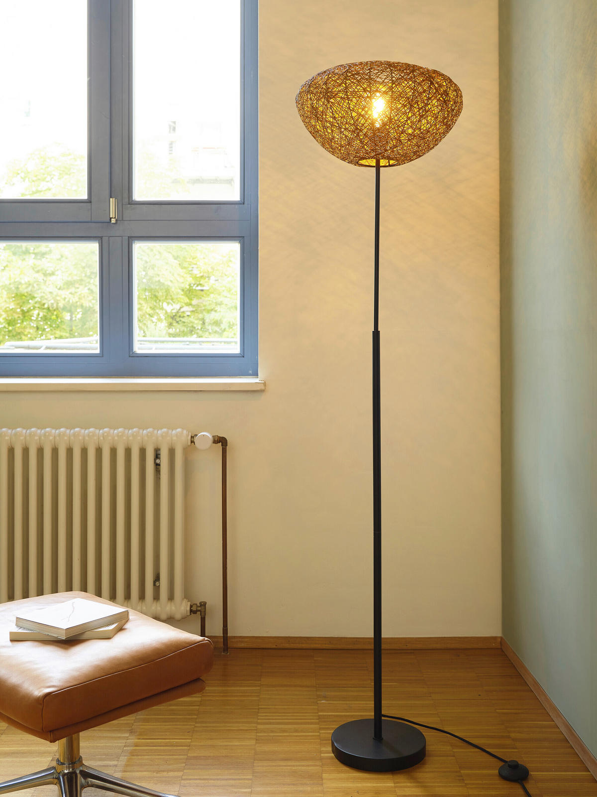 STEHLEUCHTE 39.5/163 cm    - Beige, Natur, Papier/Metall (39.5/163cm) - Osram