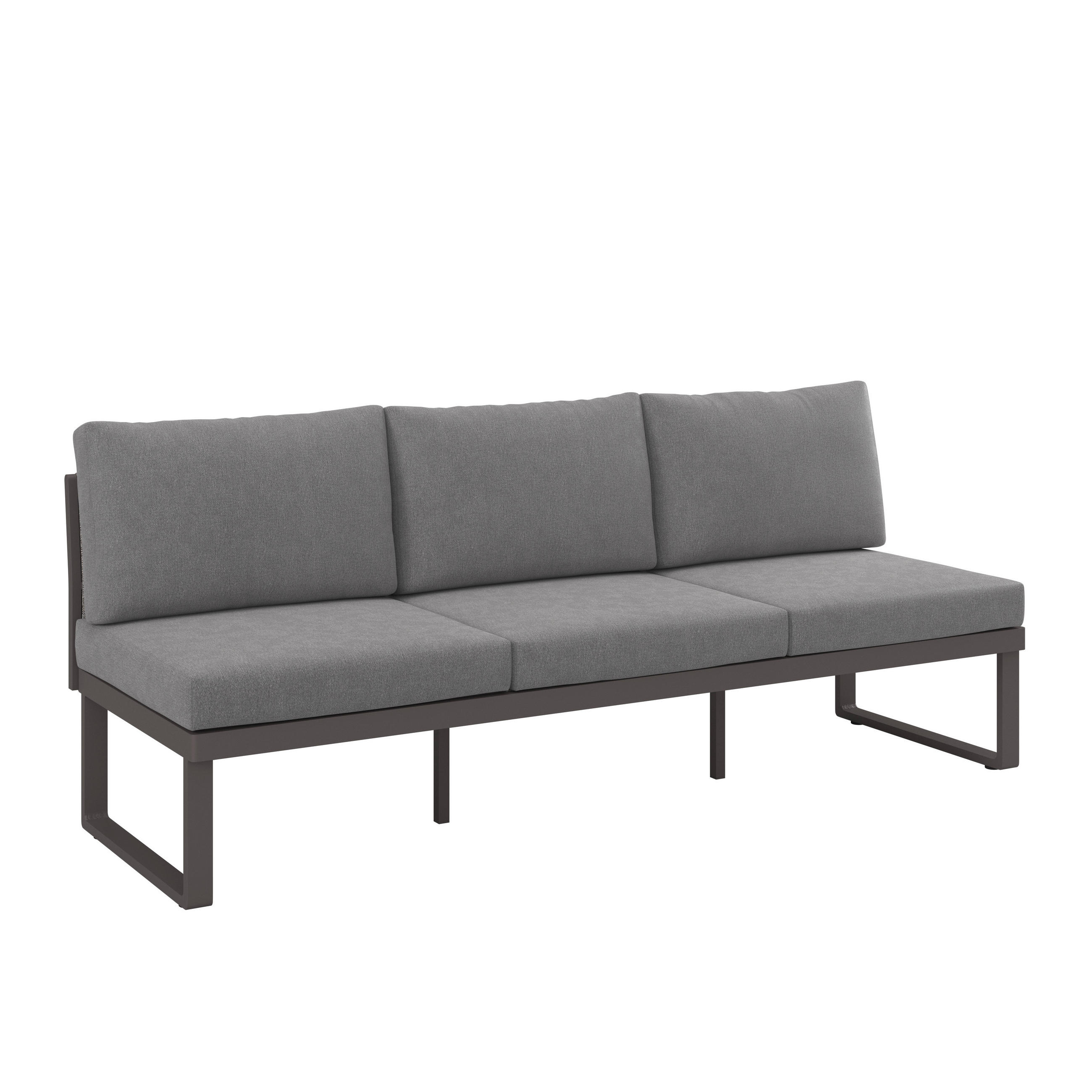 LOUNGESOFA 201/74/76 cm Aluminium  - Dunkelgrau/Anthrazit, Design, Textil/Metall (201/74/76cm) - Dieter Knoll
