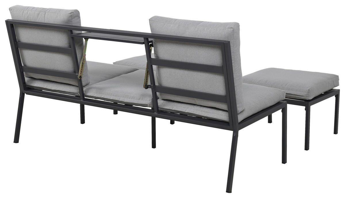 GARTENSET Webstoff Eisen  - Grau, Design, Textil/Metall (165/77/84cm) - Ambia Garden