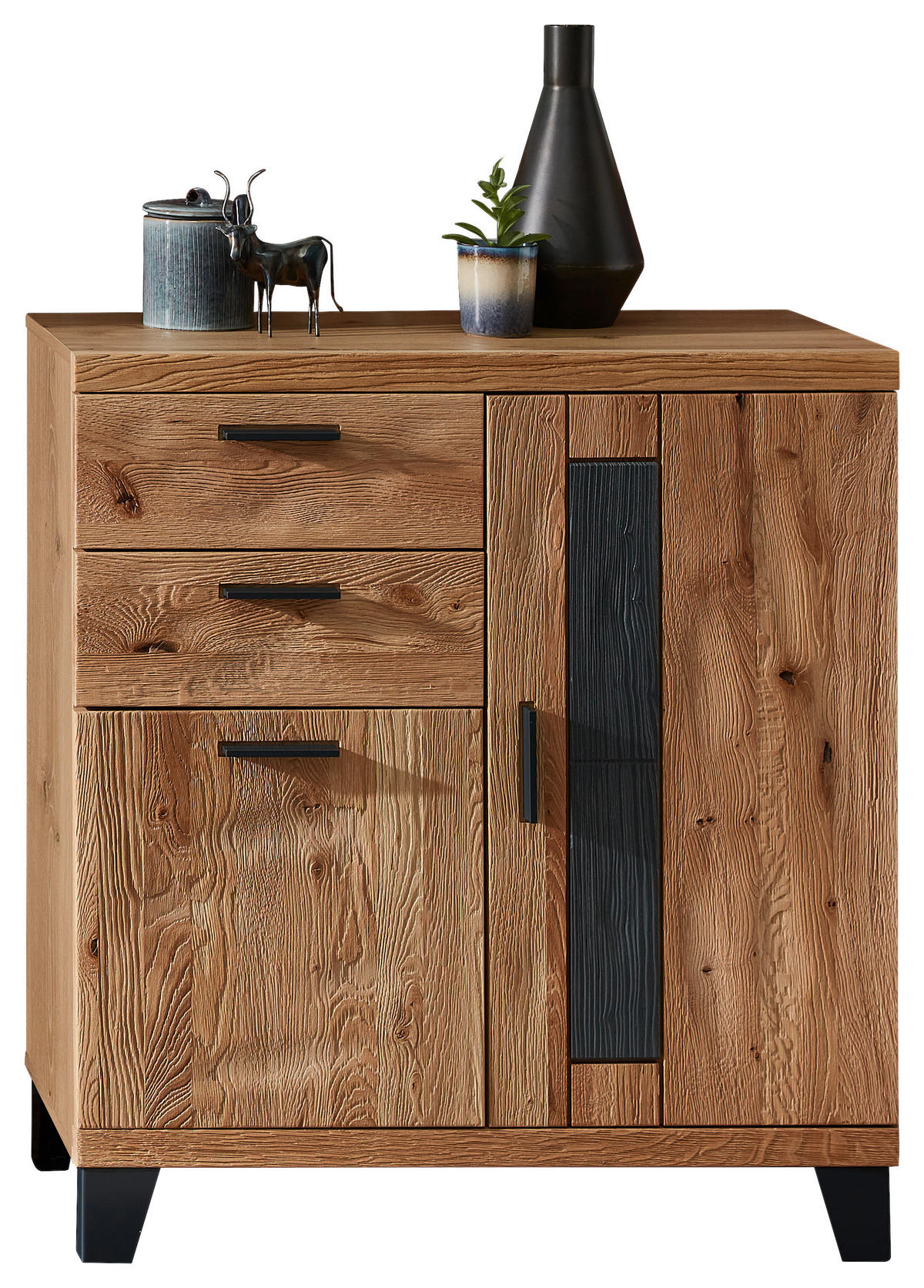 SCHUHSCHRANK  in 85/95/38 cm  - Eichefarben/Dunkelgrau, Natur, Holz/Holzwerkstoff (85/95/38cm) - Linea Natura