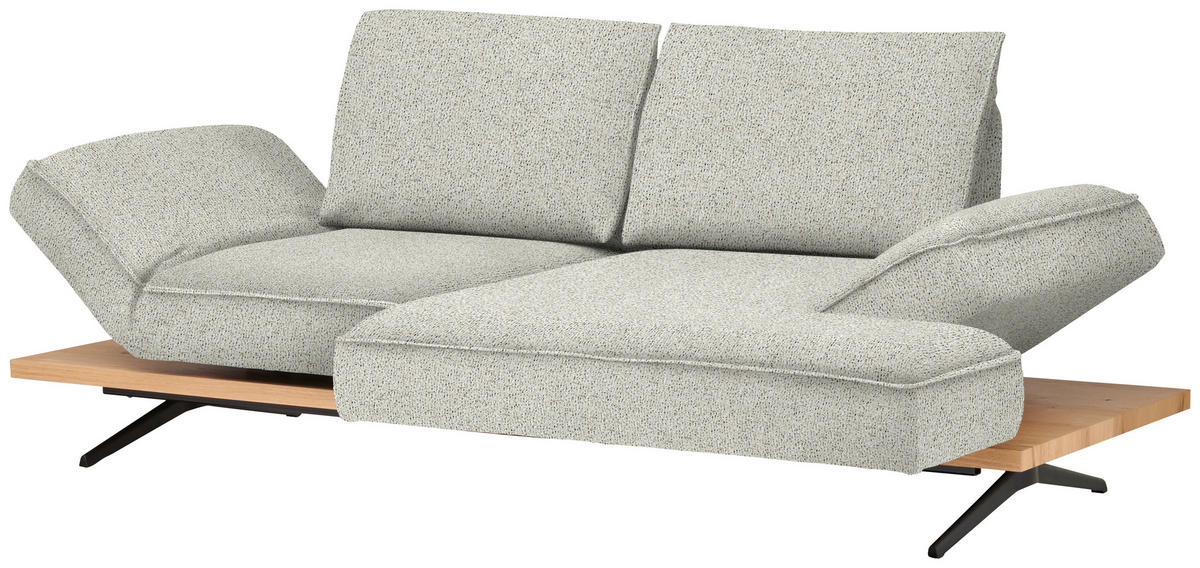 ECKSOFA  in Chenille Creme  240/132 cm  - Creme/Schwarz, Design, Holz/Textil (240/132cm) - Koinor