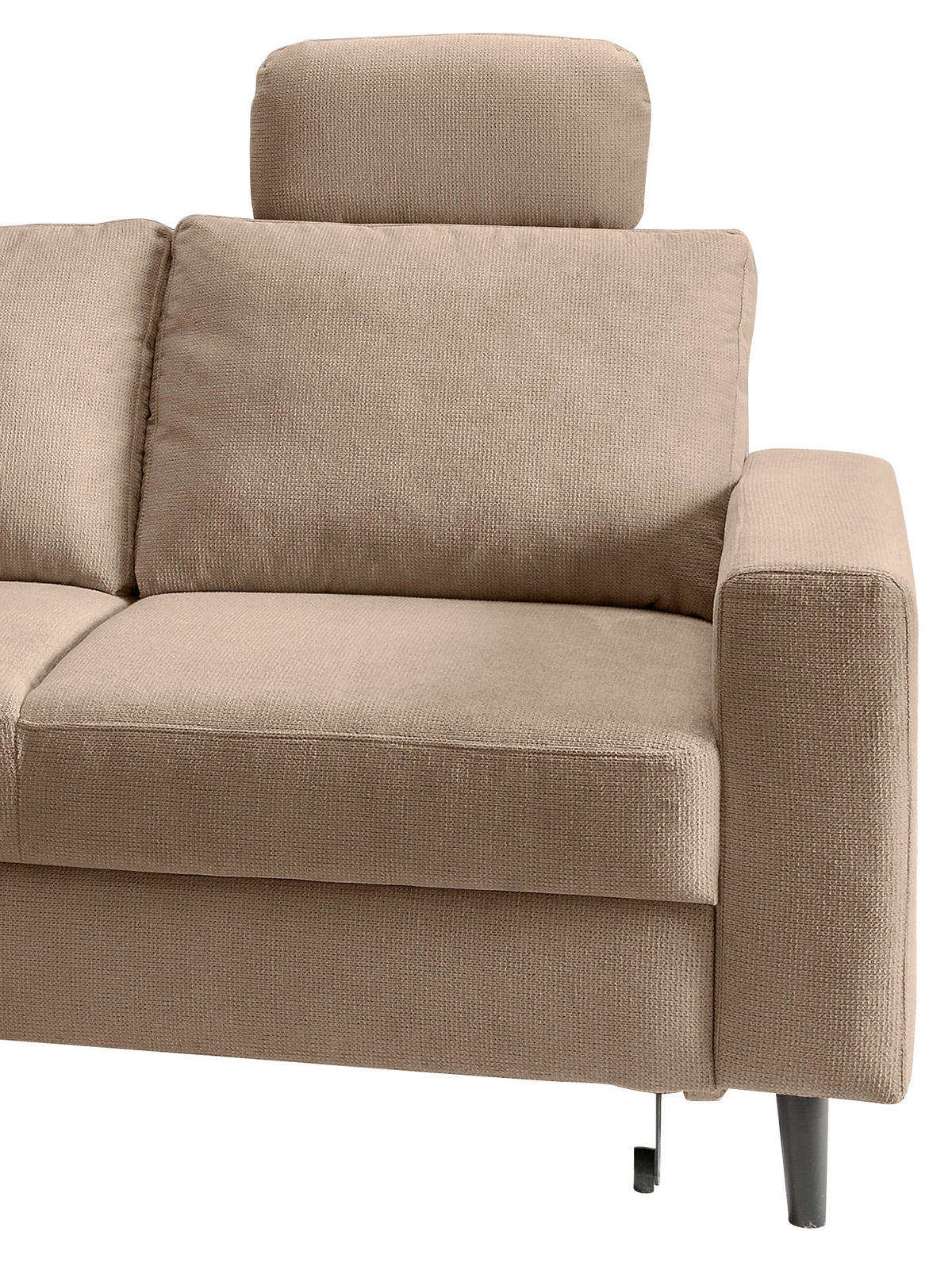 ECKSCHLAFSOFA in Hellbraun Textil   - Hellbraun/Schwarz, Modern, Holz/Textil (200/242cm) - Livetastic