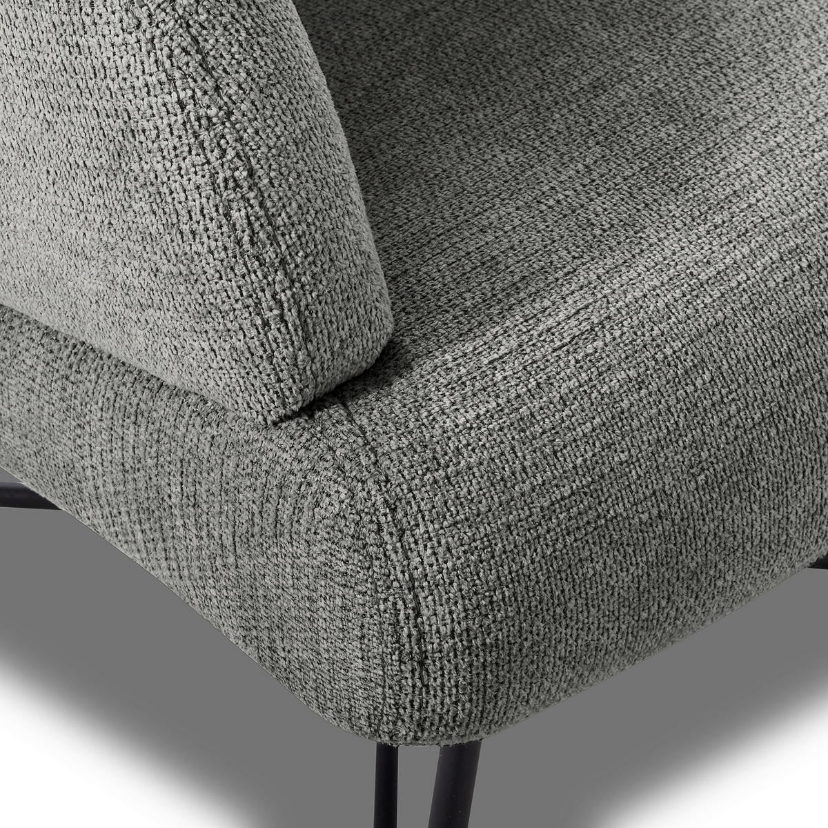 SESSELSET in Chenille Grau  - Schwarz/Weiß, Design, Textil/Metall (67/87/74cm) - Livetastic