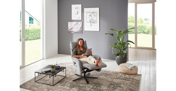 FERNSEHSESSEL  mit Relaxfunktion Struktur Grau  - Schwarz/Grau, MODERN, Textil/Metall (73/115/85cm) - Cantus