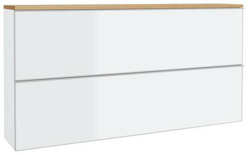 HÄNGESCHUHSCHRANK Balkeneiche furniert Weiß, Eichefarben  - Eichefarben/Silberfarben, Design, Glas/Holz (160/83/31cm)