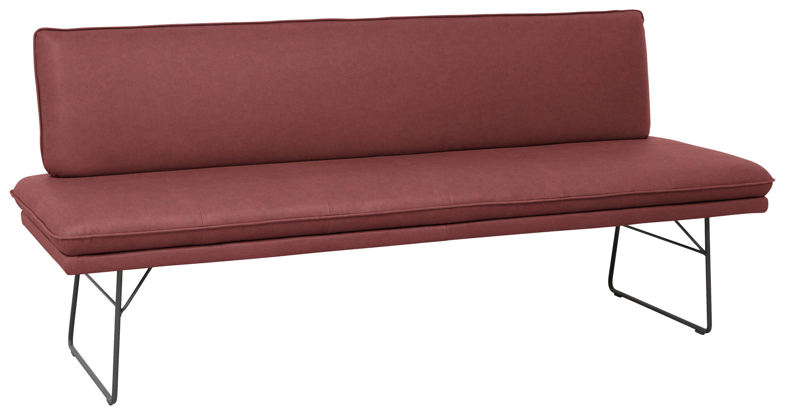 SITZBANK in Metall, Textil Schwarz, Bordeaux - Bordeaux/Schwarz, Design, Textil/Metall (195/87/65cm) - Dieter Knoll