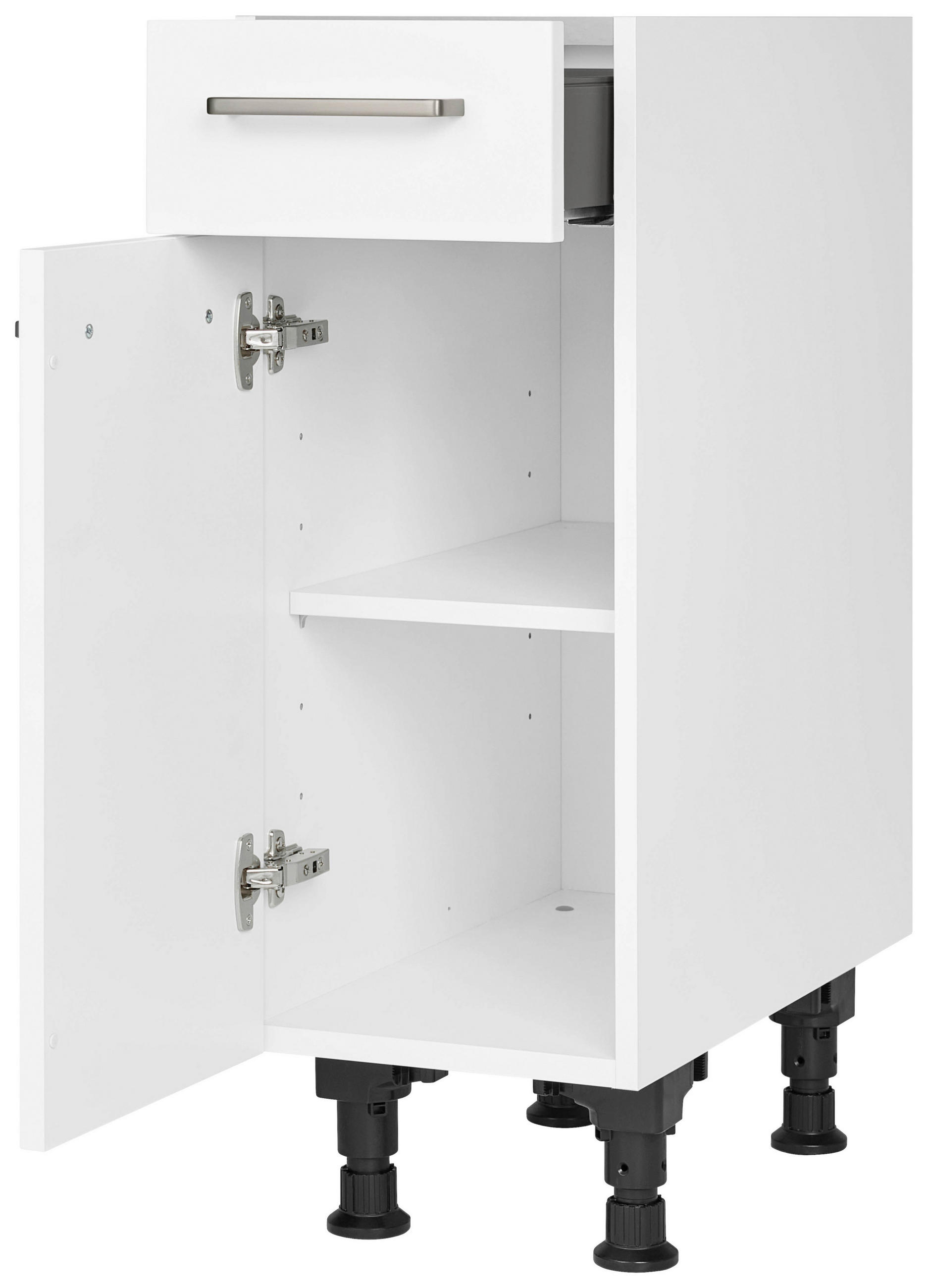 SCHUBKASTENUNTERSCHRANK 30/87/56 cm  in Weiß  - Edelstahlfarben/Weiß, MODERN, Holzwerkstoff/Metall (30/87/56cm) - Nobilia