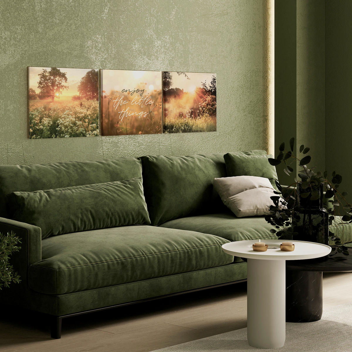 BILDERSET 3x32/32 cm  - Multicolor, Basics, Holz/Textil (3x32/32cm)