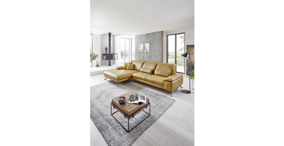 ECKSOFA in Echtleder Hellbraun 328/193 cm - Hellbraun/Schwarz, Design, Leder/Metall (328/193cm) - Dieter Knoll