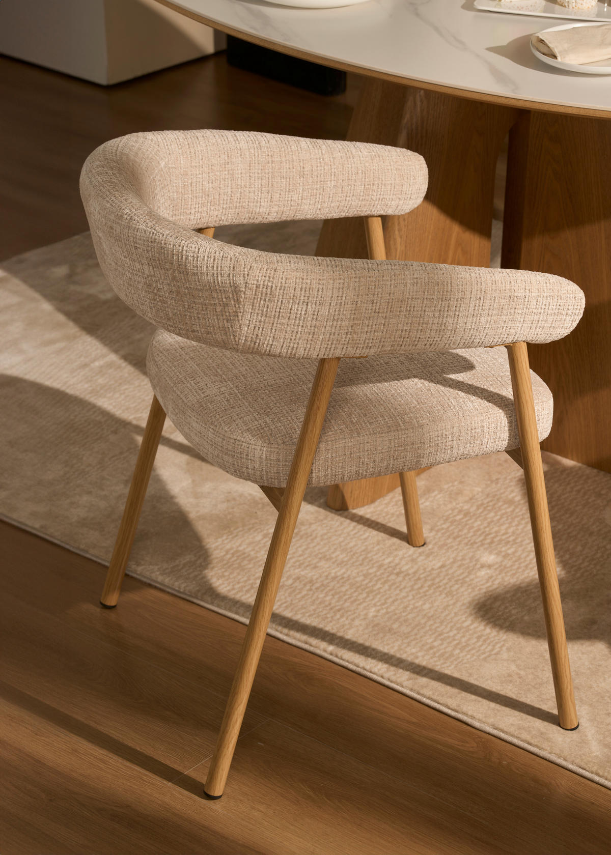 ARMLEHNSTUHL   Chenille  Eichefarben, Beige  - Eichefarben/Beige, MODERN, Holz/Textil (56cm) - Livetastic