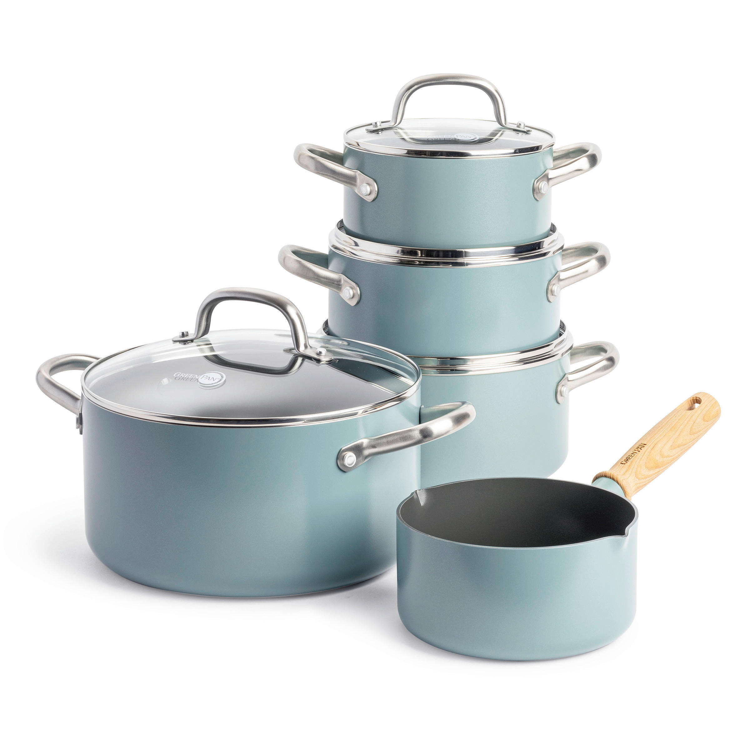 KOCHTOPFSET Mayflower 5-teilig  - Schwarz/Hellblau, Basics, Glas/Holz (0cm)