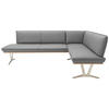ECKBANK 257/162 cm  in Grau  - Edelstahlfarben/Beige, Design, Leder/Holz (257/162cm) - Ambiente