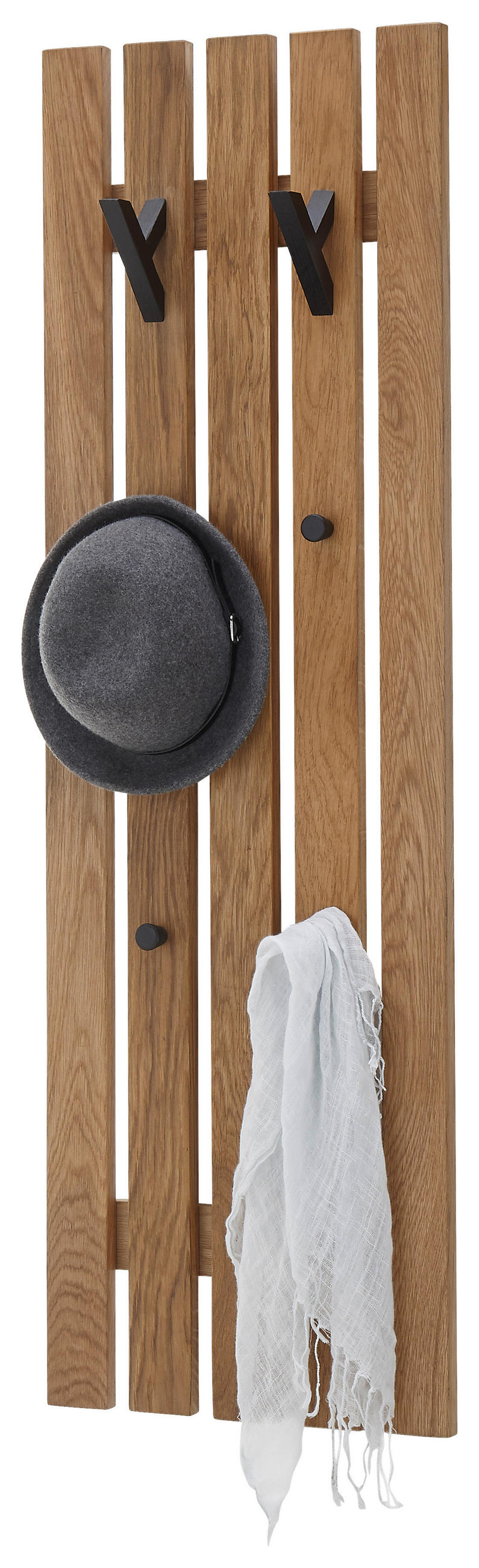 ŠATNÍ PANEL, přírodní barvy, černá, dub, 38/120/14 cm - černá/přírodní barvy, Basics, dřevo (38/120/14cm)