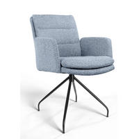 ARMLEHNSTUHL  Beinauswahl, Sitzfläche 360° drehbar, automatische Rückholfunktion, gepolsterte Armlehnen, Stoff-/Lederauswahl Teddystoff  Blau  - Blau/Schwarz, Design, Textil/Metall (50/85/64cm) - Johann Jakob