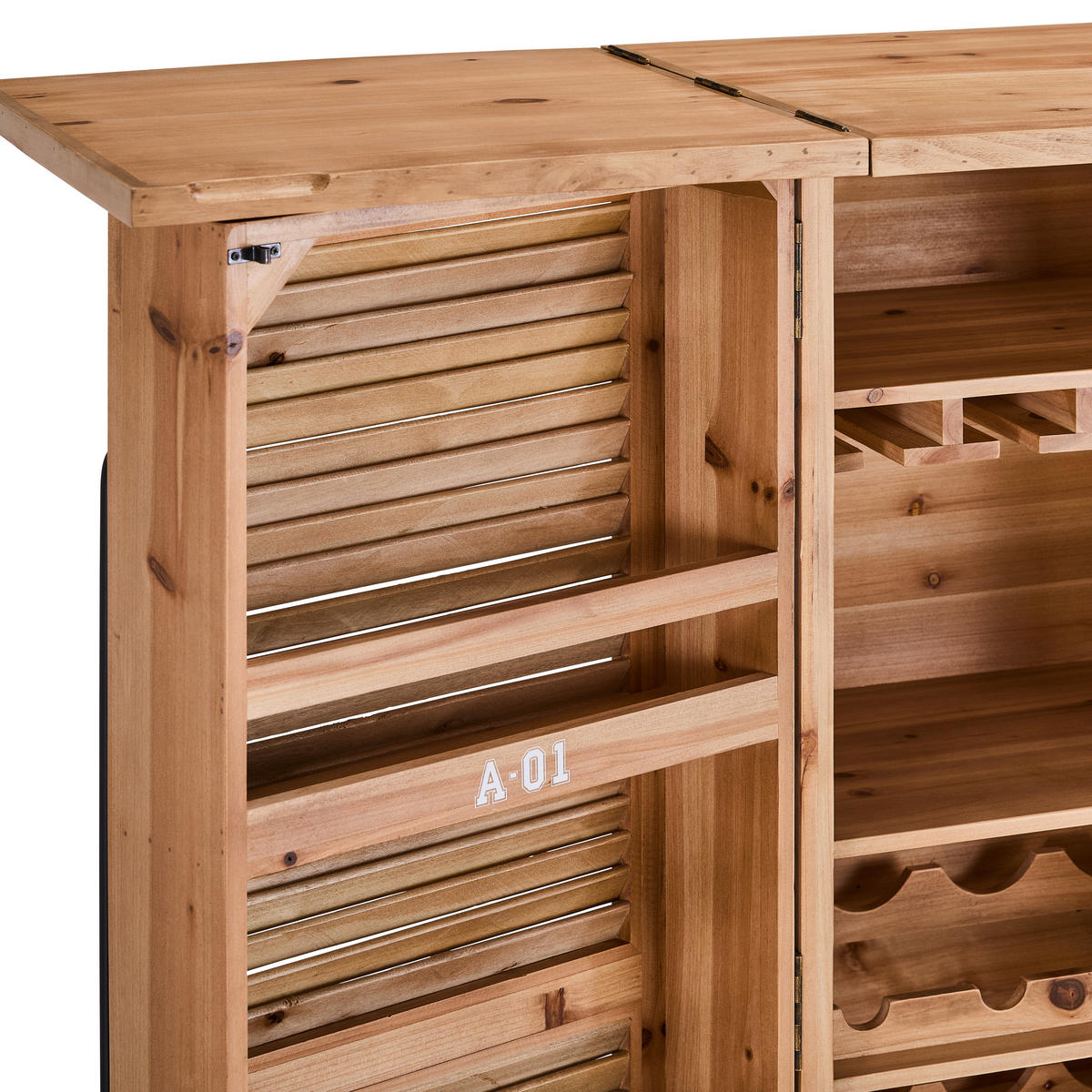 BARSCHRANK Tanne massiv Naturfarben  - Schwarz/Naturfarben, LIFESTYLE, Holz/Metall (90/123/50cm) - Landscape