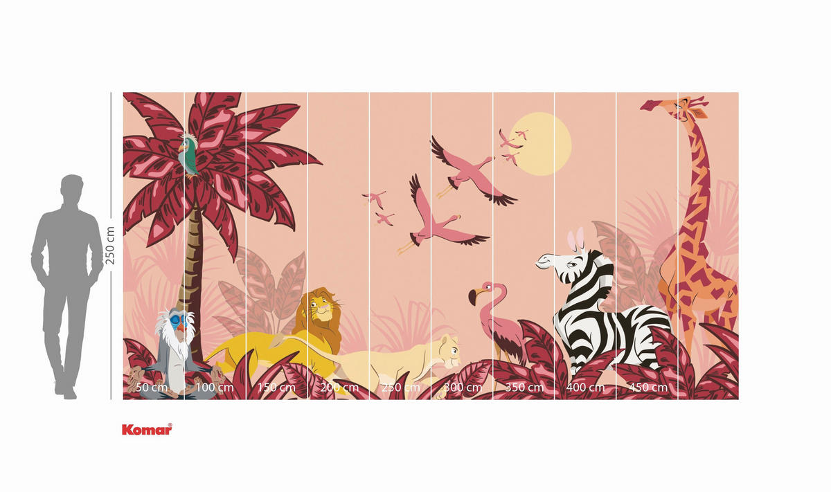 FOTOTAPETE THE LION KING SUNSET  - Rosa, Design, Textil (500/250cm) - Disney