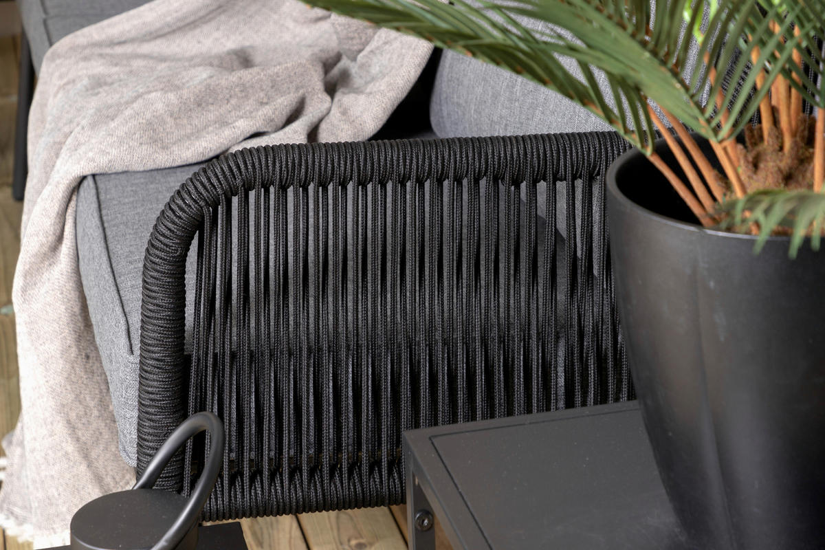 DINING-LOUNGESET 173/196 cm Stahl  - Schwarz, KONVENTIONELL, Metall (173/196cm) - Gardenson