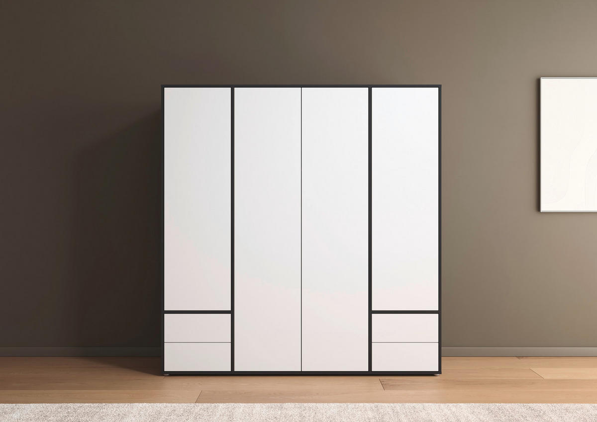 DREHTÜRENSCHRANK in Grau, Weiss  - Weiss/Grau, Modern, Holzwerkstoff (187/194/53cm) - Rauch Möbel