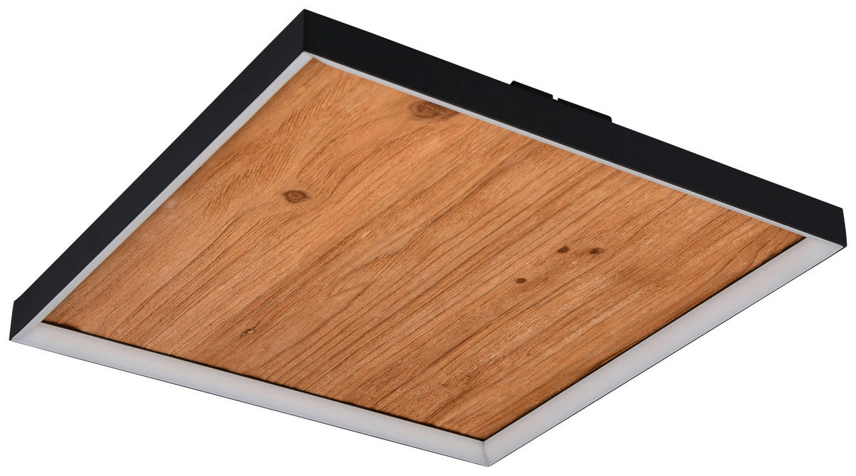 LED-DECKENLEUCHTE KALEA 45/45/7,5 cm   - Schwarz/Kieferfarben, Natur, Holz/Metall (45/45/7,5cm) - Trio Leuchten