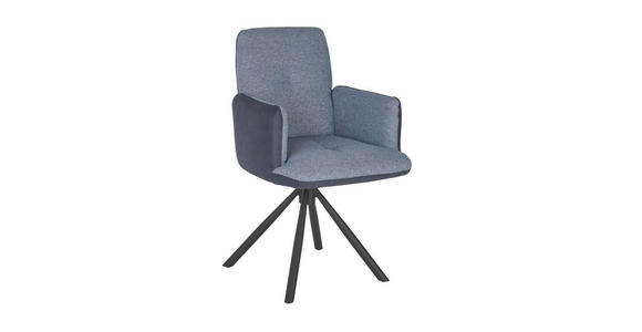 ARMLEHNSTUHL in Stahl Flachgewebe - Blau/Anthrazit, Design, Textil/Metall (58/91/62cm) - Dieter Knoll