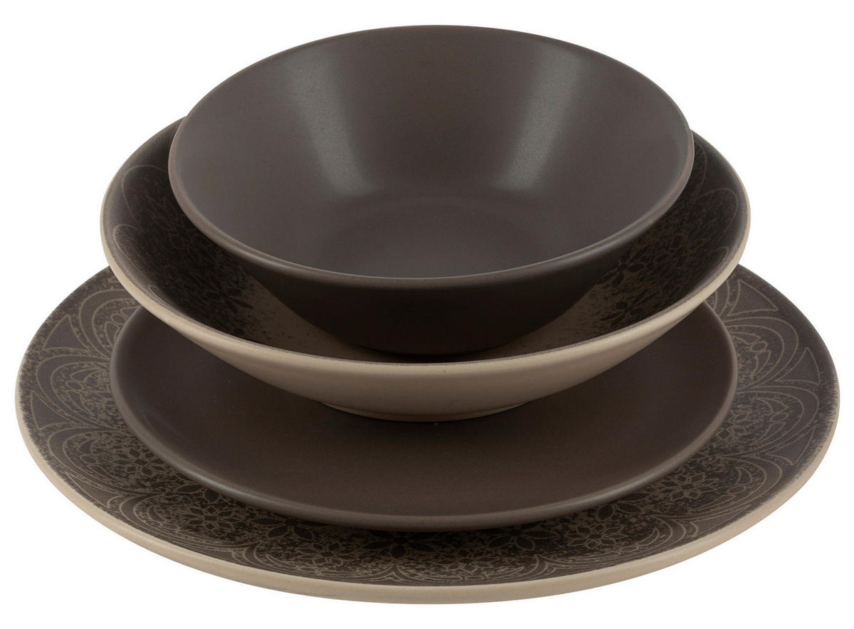 KOMBISERVICE 24-teilig  - Graubraun, LIFESTYLE, Keramik - Novel