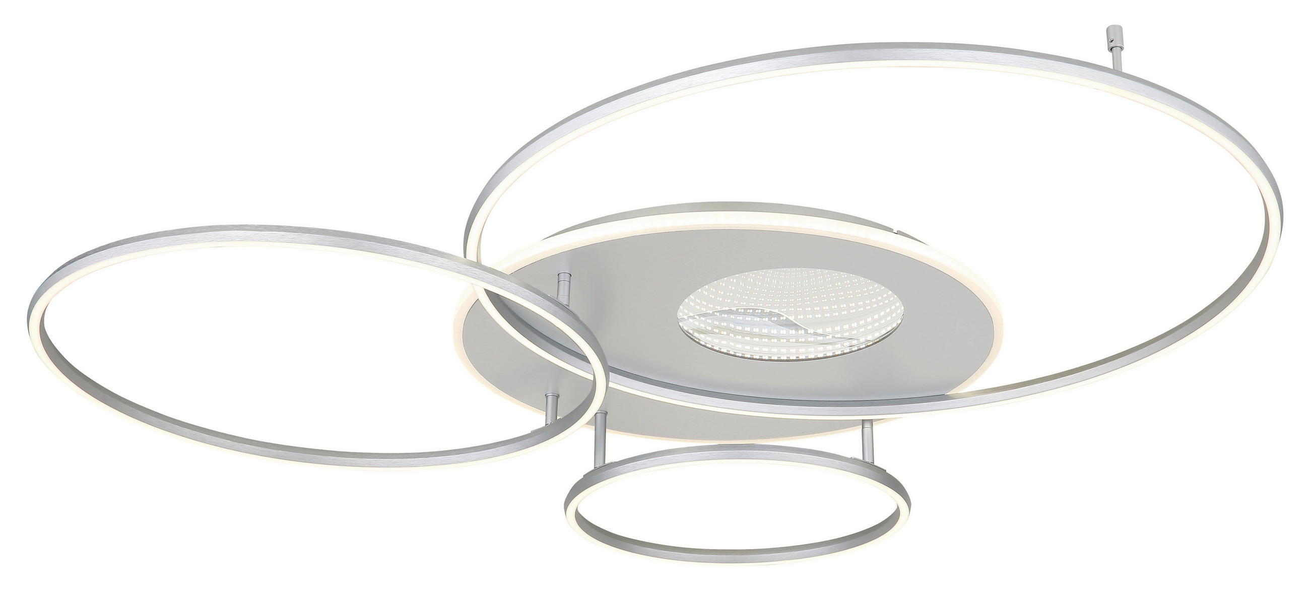 LED-DECKENLEUCHTE INVERTINA 126,4/105,3/13 cm   - Silberfarben/Opal, Design, Kunststoff/Metall (126,4/105,3/13cm) - Globo