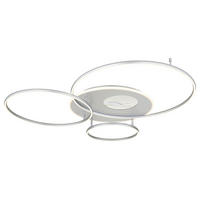 LED-DECKENLEUCHTE INVERTINA 126,4/105,3/13 cm   - Silberfarben/Opal, Design, Kunststoff/Metall (126,4/105,3/13cm) - Globo