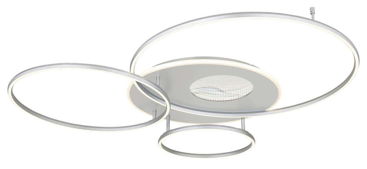 LED-DECKENLEUCHTE INVERTINA 126,4/105,3/13 cm   - Silberfarben/Opal, Design, Kunststoff/Metall (126,4/105,3/13cm) - Globo