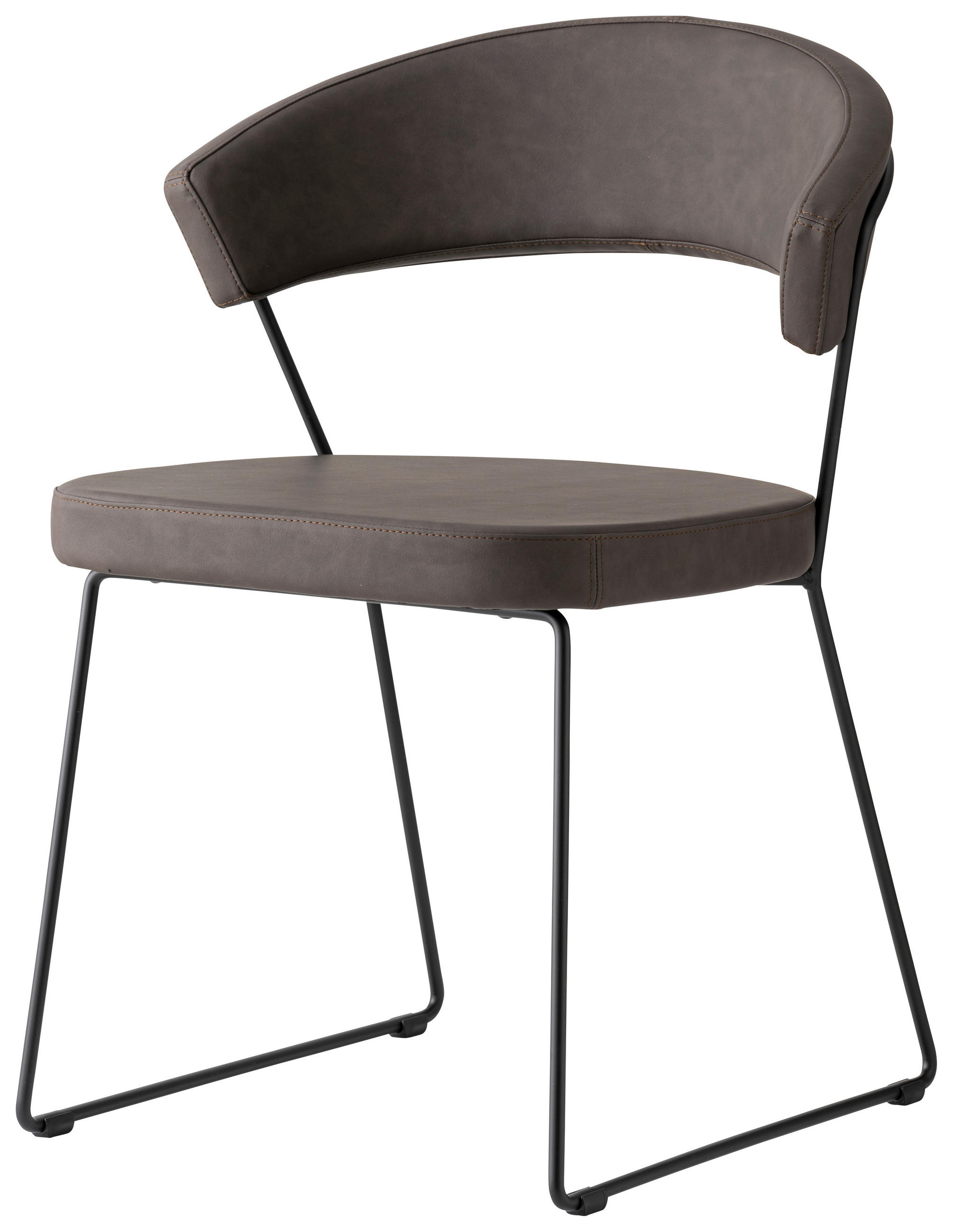 STUHL - Dunkelbraun/Schwarz, Design, Textil/Metall (57/75,5/52cm) - Connubia 