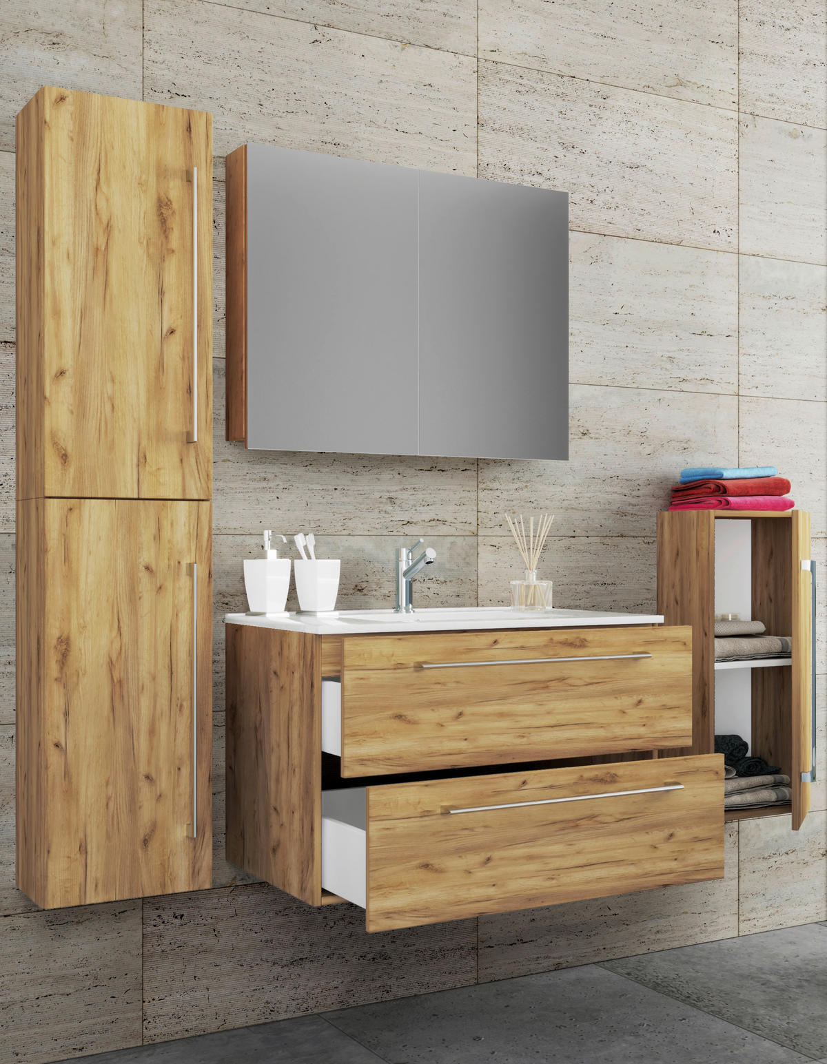 BADRUM 147 cm  - honungsek/vit, Modern, metall/trämaterial (147cm) - MID.YOU