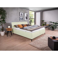 POLSTERBETT gepolstertes Kopfteil, Bettkasten, Lattenroste, Matratzen Creme 180/200 cm  - Creme/Schwarz, KONVENTIONELL, Leder/Holz (180/200cm) - Ada Austria
