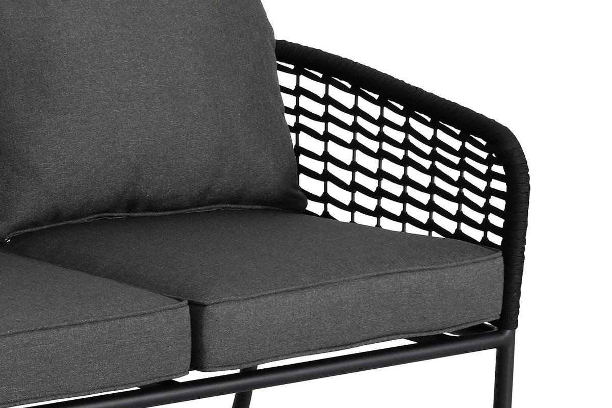 ZAHRADNÍ SEDACÍ SOUPRAVA, 14dílné, kov, textil - černá/tmavě šedá, Moderní, kov/textil (200/200cm) - Amatio