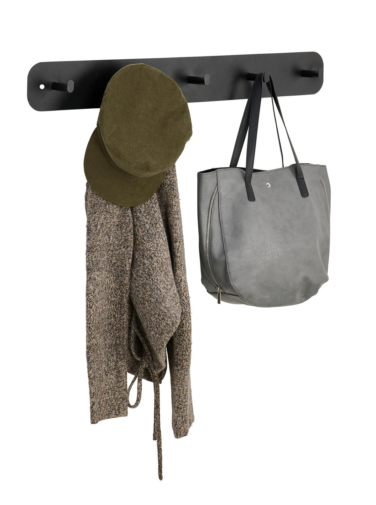 HAKENLEISTE  in Schwarz  - Schwarz, Trend, Metall (80/10/6cm) - Carryhome