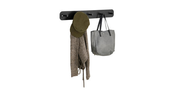 HAKENLEISTE in Schwarz - Schwarz, Trend, Metall (80/10/6cm) - Carryhome