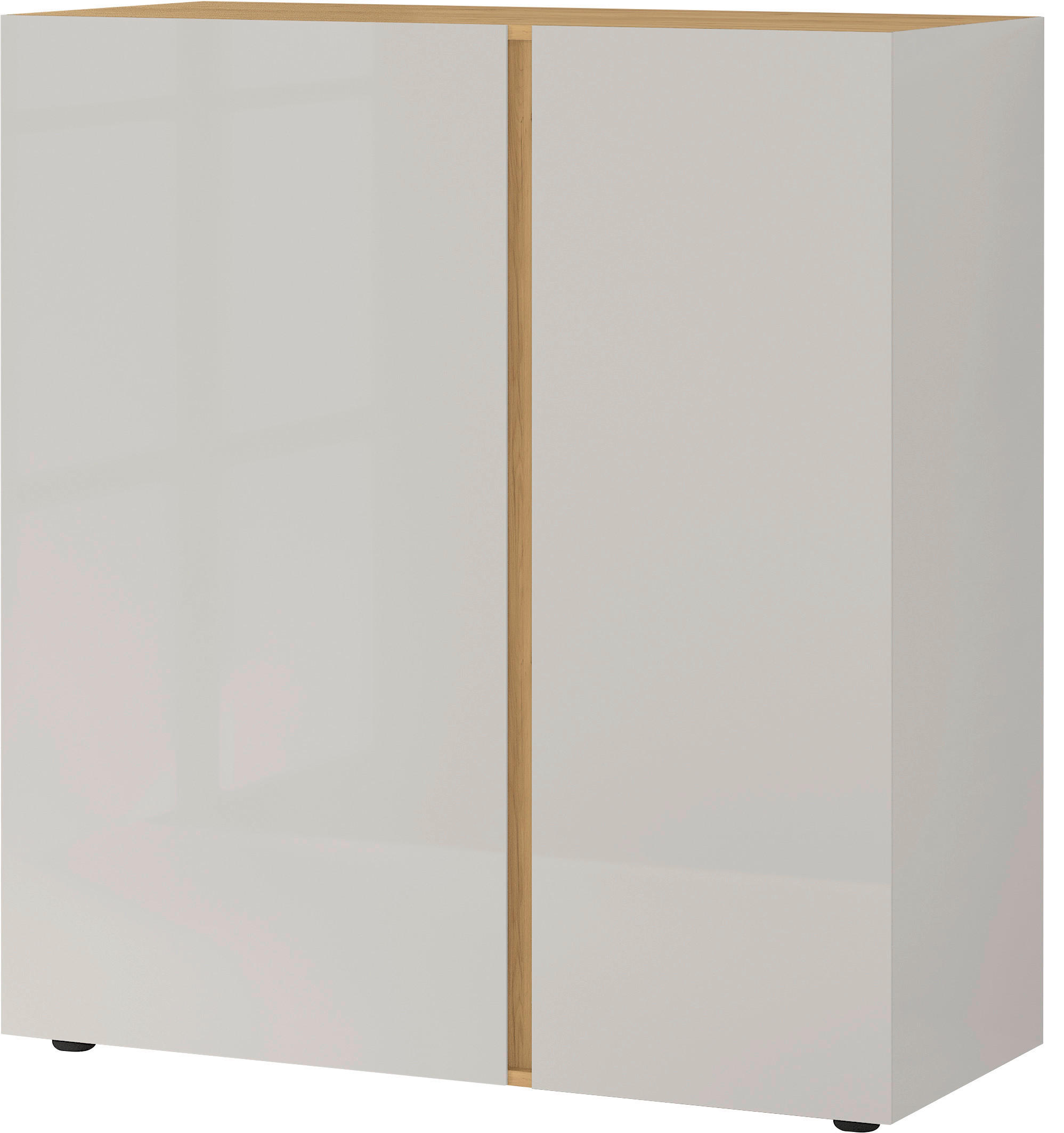 KOMMODE Eichefarben, Kaschmir - Kaschmir/Eichefarben, KONVENTIONELL, Glas/Holzwerkstoff (94/103/43cm) - Voleo