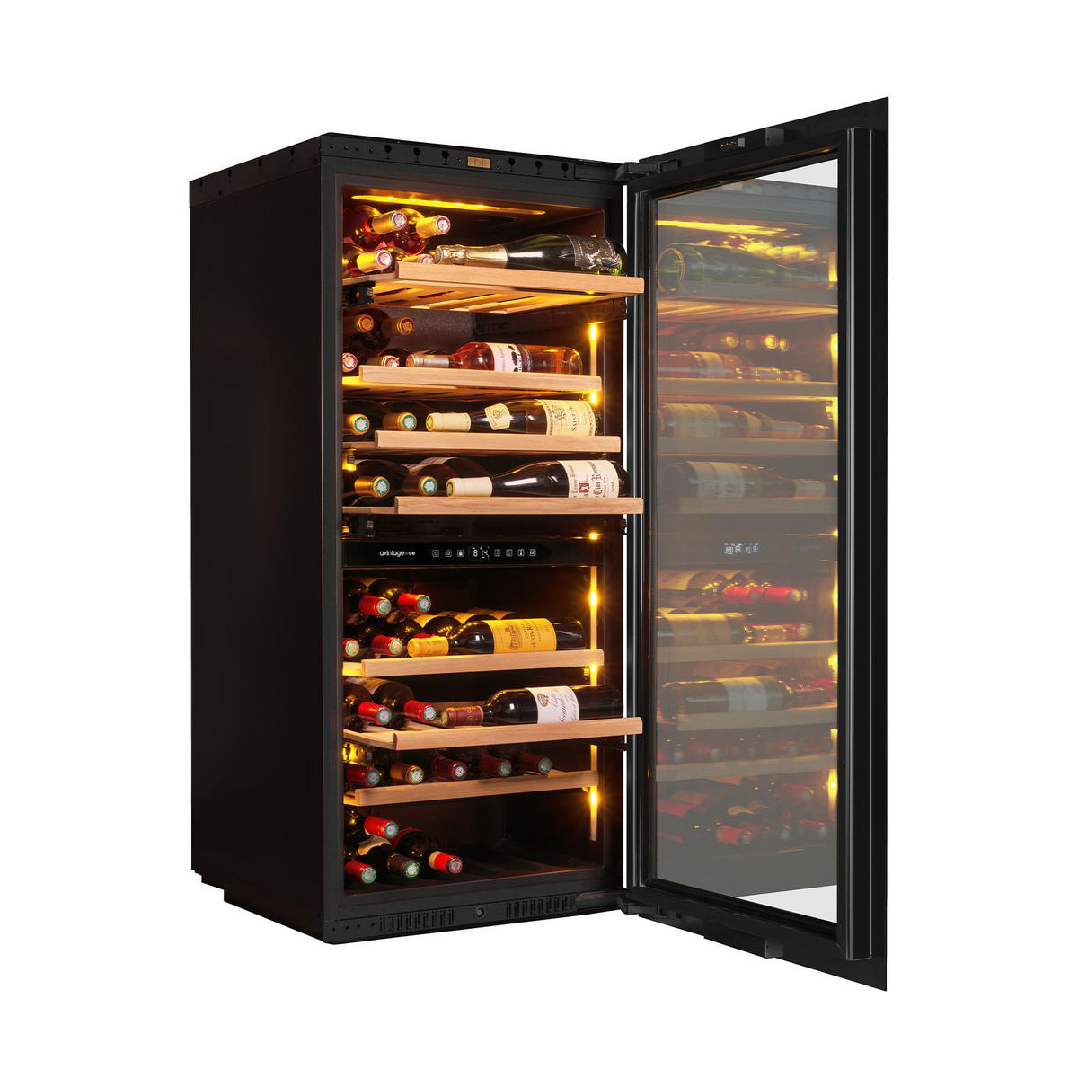 WEINKÜHLSCHRANK AVI122PLATINUM  - Schwarz, Basics, Glas/Holz (59,0/123,3/56,5cm)
