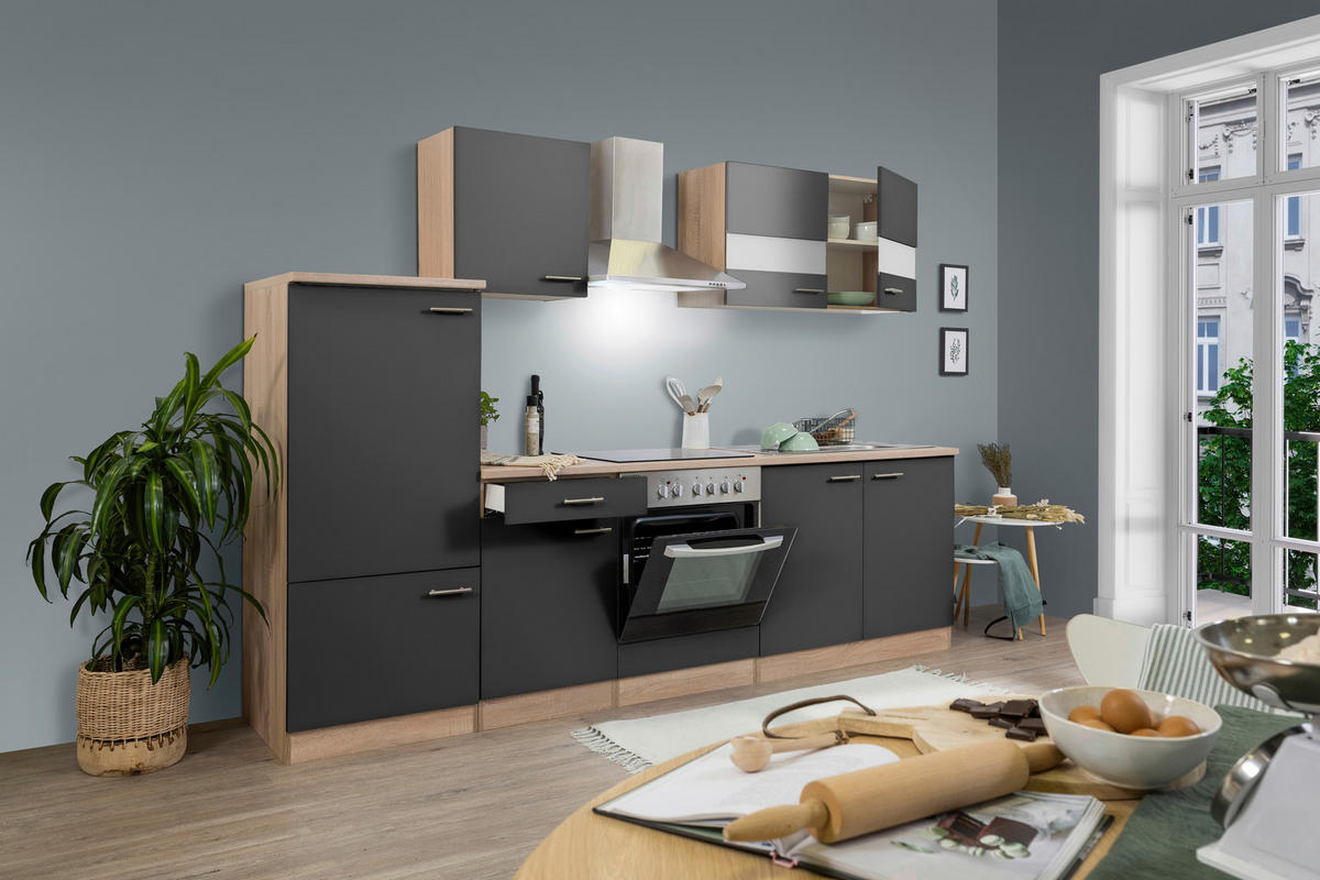 KÜCHENLEERBLOCK 270 cm   in Grau  - Eichefarben/Silberfarben, Basics, Holzwerkstoff/Metall (270cm) - Respekta