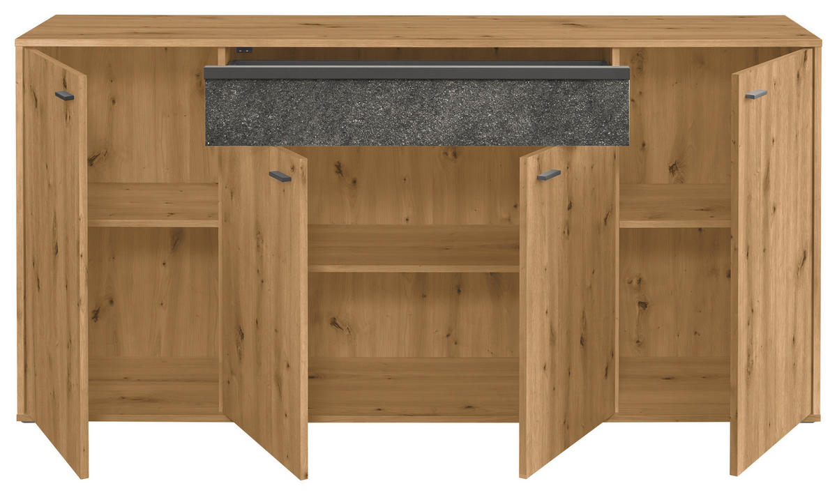 SIDEBOARD  in 183,7/88,6/43,8 cm  - Dunkelgrau/Eiche Artisan, Design, Holzwerkstoff/Stein (183,7/88,6/43,8cm) - SetOne by Musterring