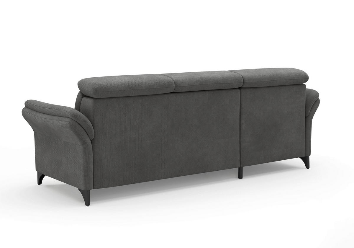 ECKSOFA GLENDALE E Grau Flachgewebe  - Schwarz/Grau, KONVENTIONELL, Textil/Metall (166/253cm) - Sit & More
