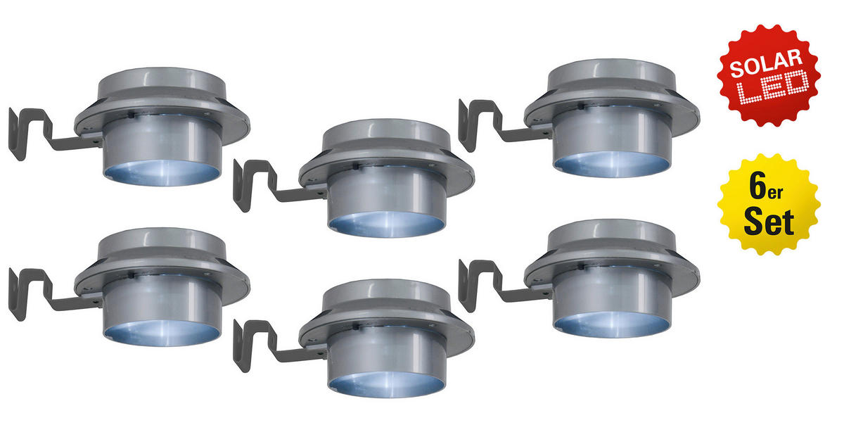 SOLARLEUCHTENSET 12 cm /6 cm  cm  6-teilig  - Grau, Basics, Kunststoff (12 cm /6 cm cm) - Näve