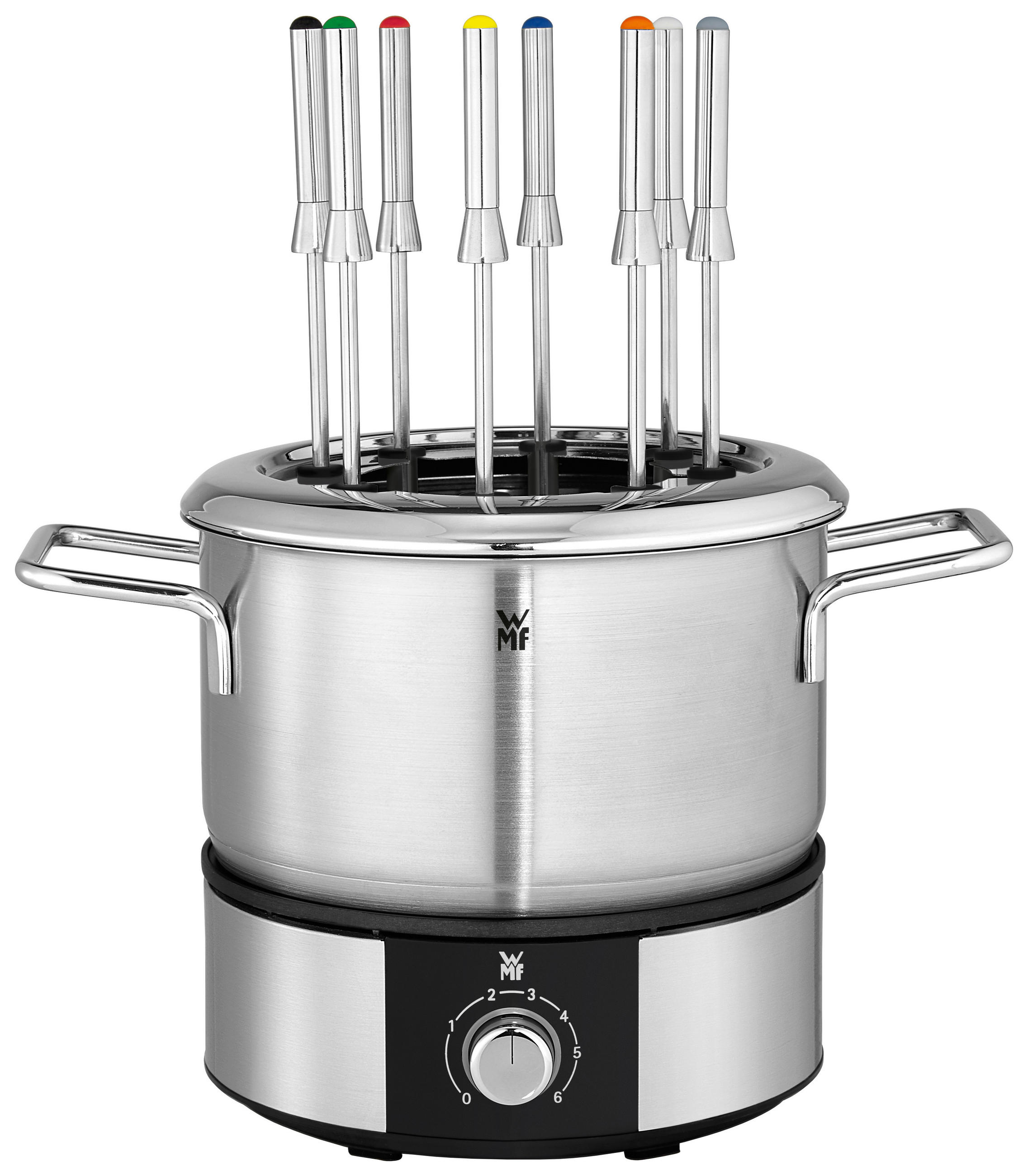 FONDUESET Lono Fondue  - Silberfarben/Schwarz, Trend, Metall (32,5/23,5/25cm) - WMF