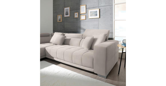 ECKSOFA in Mikrofaser Ecru 207/301 cm - Chromfarben/Ecru, Design, Textil/Metall (207/301cm) - Xora