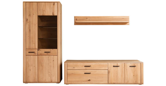 WOHNWAND  in Eichefarben  302/208/50 cm  - Eichefarben/Anthrazit, KONVENTIONELL, Glas/Holz (302/208/50cm) - Cantus