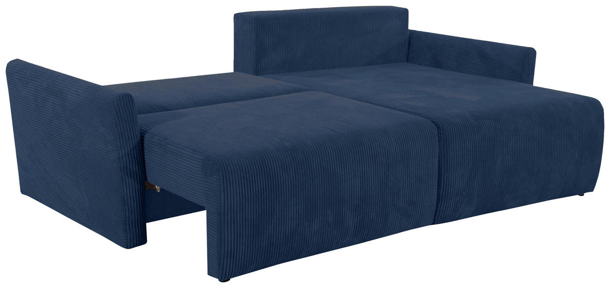 ECKSOFA in Cord Blau  - Blau/Schwarz, Konventionell, Kunststoff/Textil (228/146cm) - MID.YOU