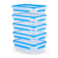FRISCHHALTEDOSENSET CLIP & CLOSE 5-teilig  - Klar/Hellblau, Basics, Kunststoff (5x0,8l) - Emsa