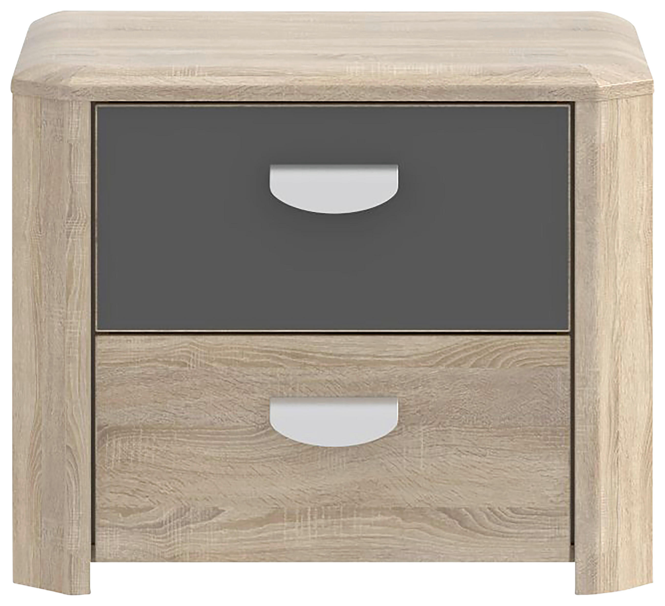 NOČNA OMARICA, antracit, hrast sonoma  - barve hrasta/barve aluminija, Design, leseni material (54/44/41cm) - Carryhome