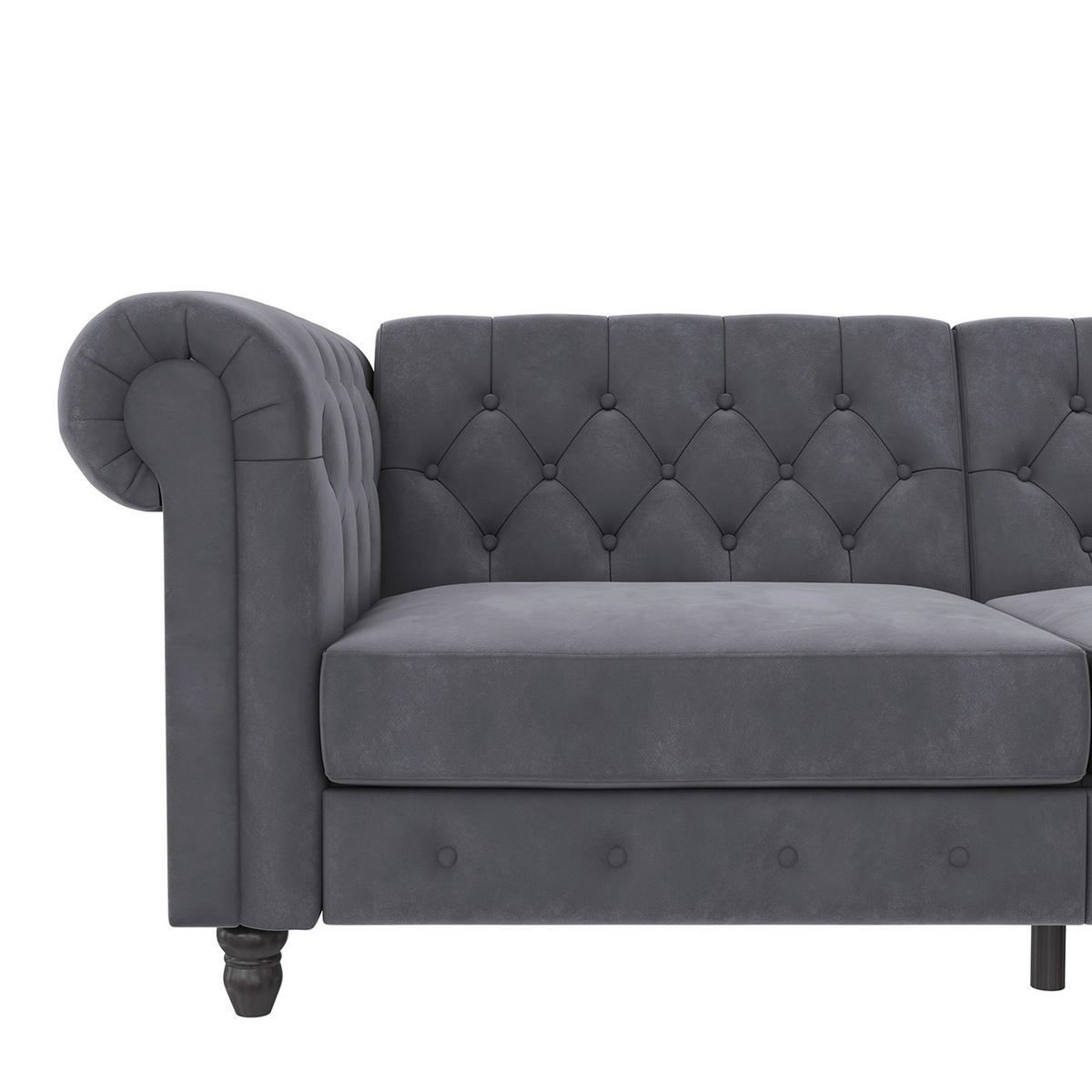 SCHLAFSOFA FIRENZE in Velours Anthrazit Vintage, Skandinavisch, Modern  - Anthrazit/Schwarz, Basics, Holz/Textil (236/83/87cm) - Livetastic