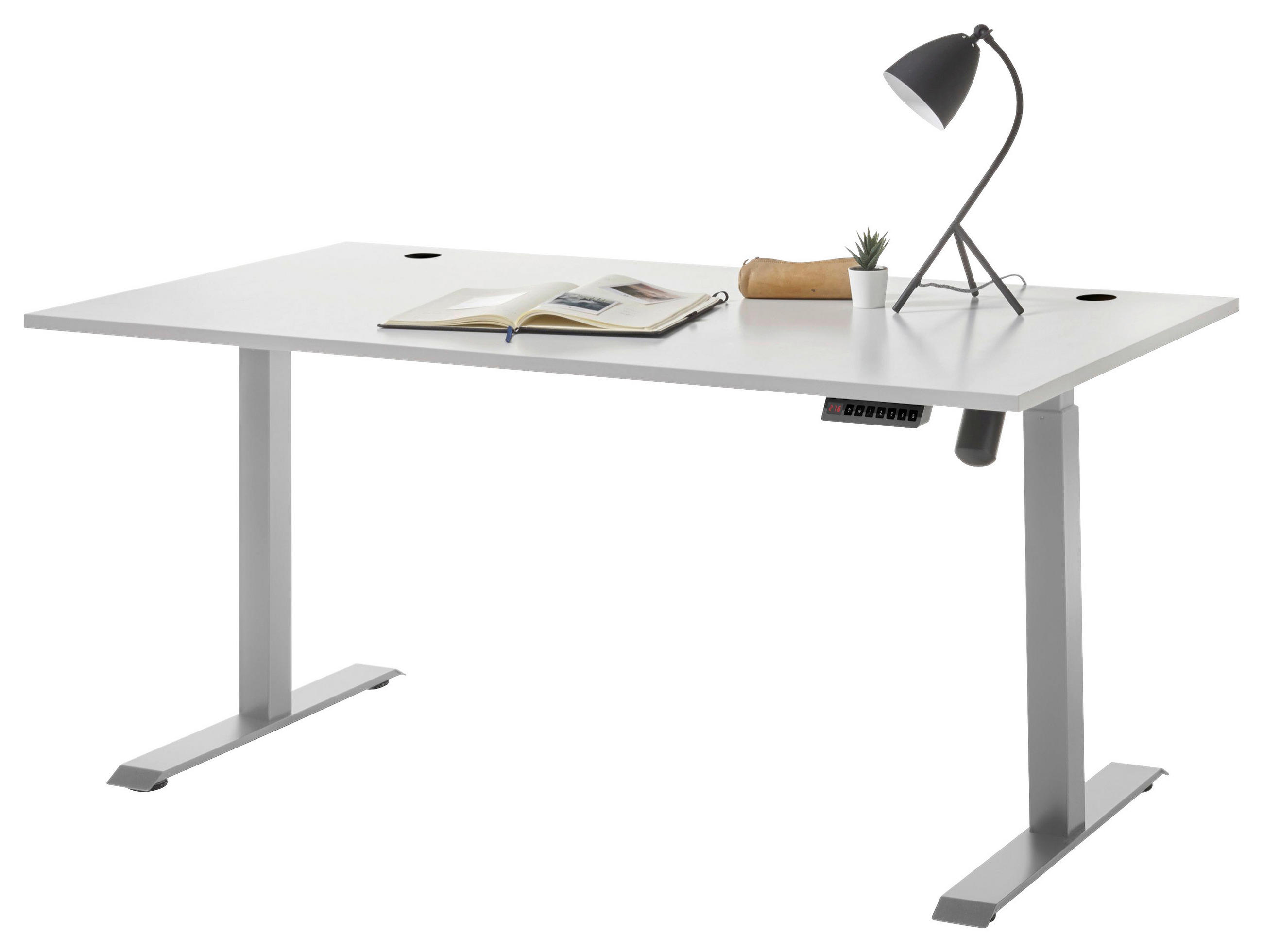 SCHREIBTISCH Hellgrau - Silberfarben/Hellgrau, Basics, Metall (160/77/71-119cm) - Carryhome